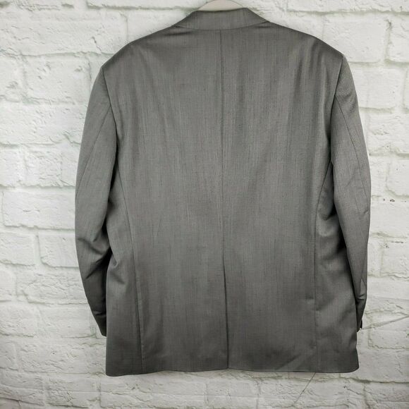 Stafford Men's Blazer Size 44 Gray Herringbone Jacket Reg 2-Button Sports Coat - Picture 2 of 8